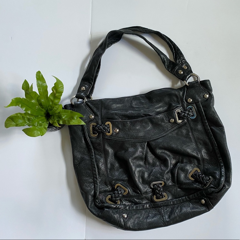 B. Makowsky Black Leather Hobo Bag - Picture 2 of 16